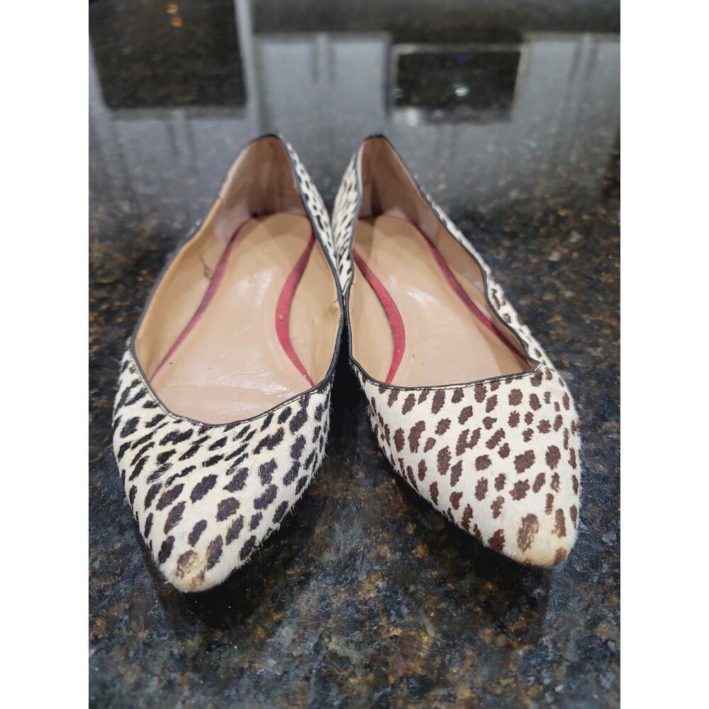 Banana Republic Pumps Women Size 8 White Brown Leopard Print Pointed Toe Slip On